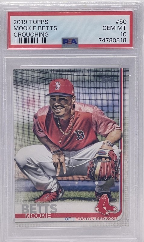 Mookie Betts 2019 Topps #50 Crouching Image Variation SP Short Print PSA 10 Gem