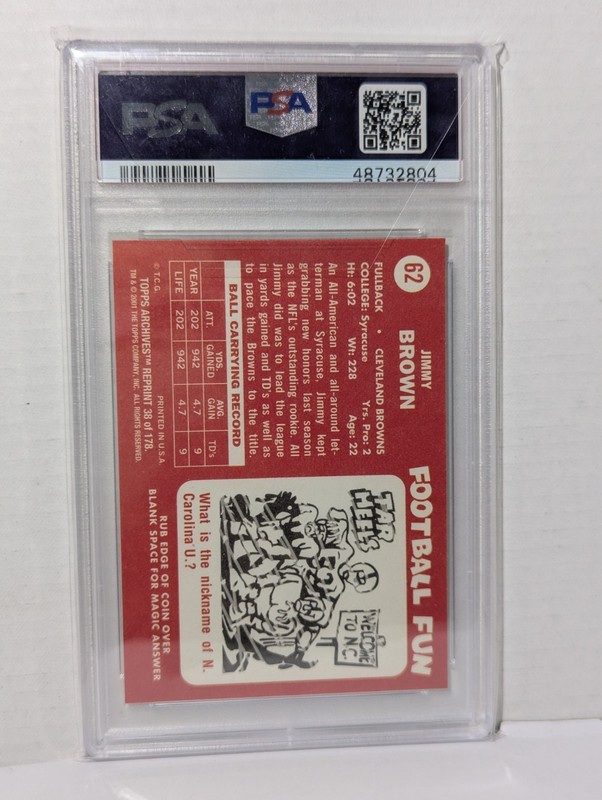 2001 Topps Archives - Jim Brown #38 PSA 9 view 2