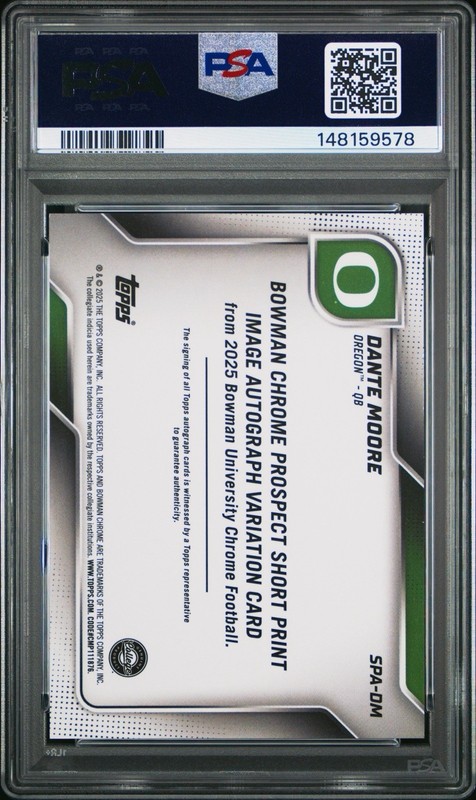 2025 Bowman Chrome SSP Image Variation Auto Dante Moore /25 AUTO PSA 10 POP 1 view 2