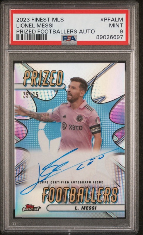 2023 Lionel Messi Topps Prized Footballer On Card Auto 25/25 PSA 9 Only 1 Higher