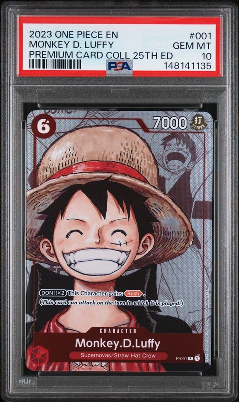 One Piece Monkey D Luffy P-001  25th Anniversary Promo PSA 10 English