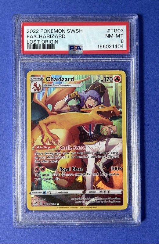 2022 Pokémon SWSH FA/Charizard Lost Origin #TG03 PSA 8 NM-MT