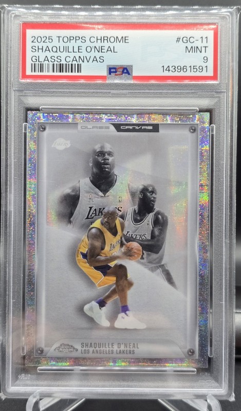 2025 TOPPS CHROME GLASS CANVAS #GC-11 SHAQUILLE O'NEAL PSA 9