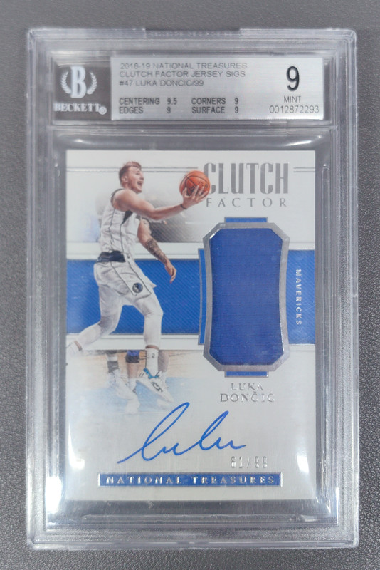 2018 National Treasures Luka Doncic Clutch Factor Jersey RC Auto /99 BGS 9/10
