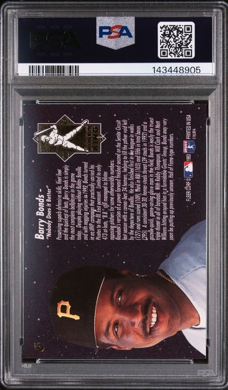 1993 Fleer Ultra - Home Run Kings Barry Bonds #6 - PSA 9 view 2
