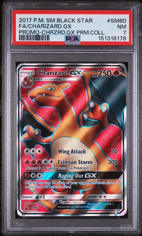 2017 POKEMON SM GX PREMIUM COLLECTION #SM60 FULL ART/CHARIZARD GX PSA 7