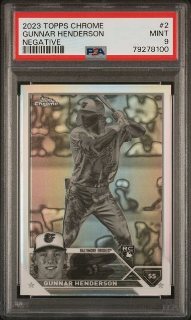 2023 Topps Chrome #2 Gunnar Henderson Rookie RC Negative Refractor PSA 9