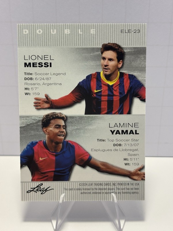 Lionel Messi * Lamine Yamal * 2024 Leaf "Double Edition" #ELE-23 Soccer Card view 2
