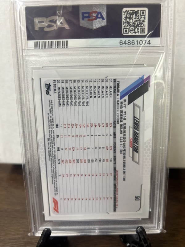 2021 Topps Chrome Formula 1 F1 Lewis Hamilton Checker Flag Refractor PSA 9 view 2