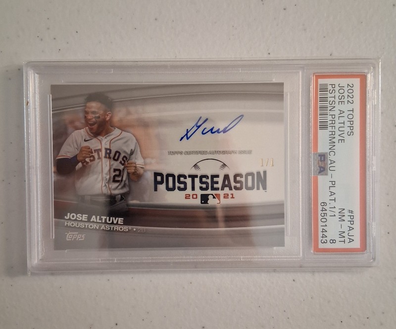 2022 Topps Baseball Post Season Performance Jose Altuve AUTO 1/1 Astros PSA 8
