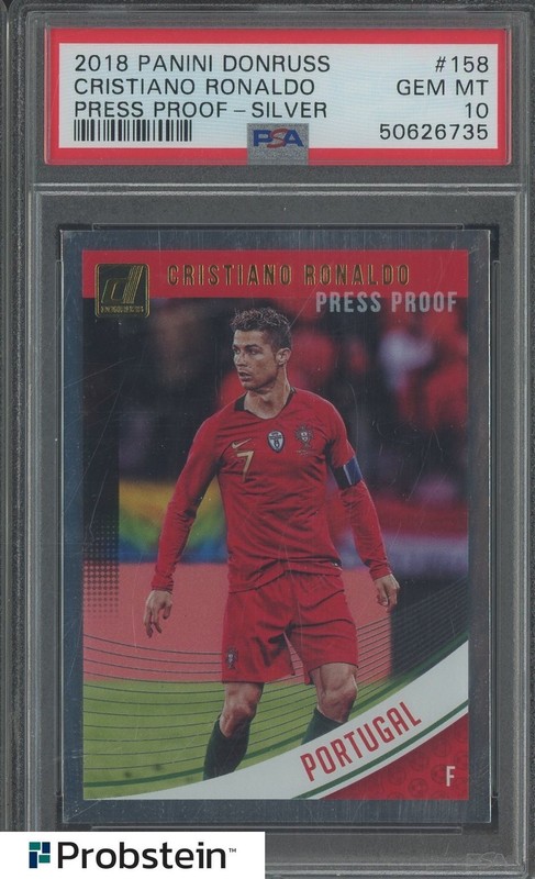 2018-19 Panini Donruss Soccer Cristiano Ronaldo Press Proof Silver #158 PSA 10
