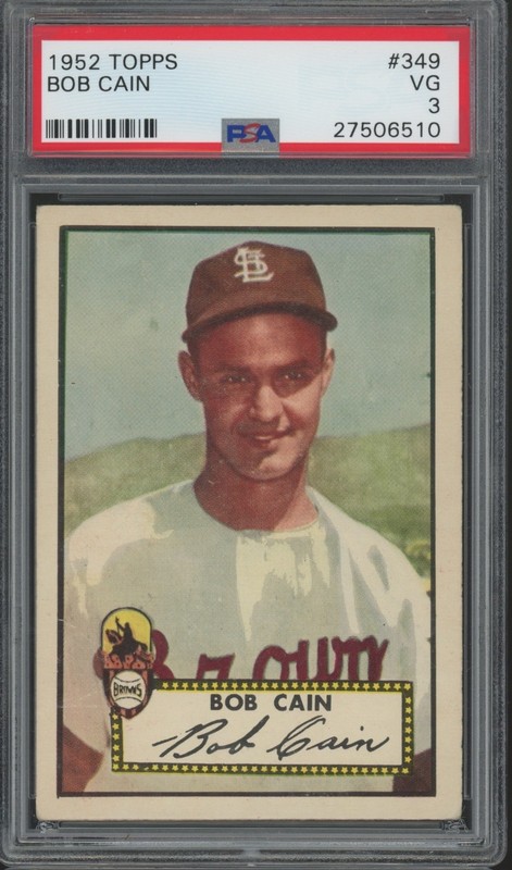 1952 Topps Baseball #349 Bob Cain High Number VG PSA 3
