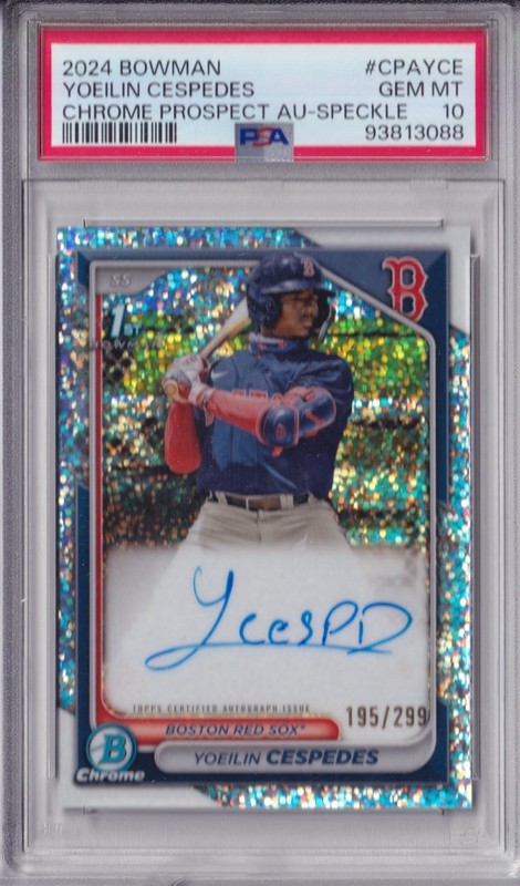 2024 Bowman Chrome Yoeilin Cespedes Speckle Refractor Autograph /299 PSA 10 Auto view 2
