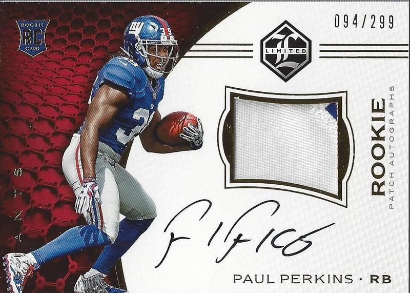 2016 Limited #130 Paul Perkins RC Auto Patch /299 - FB