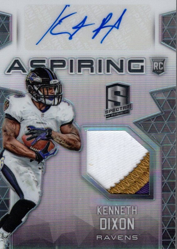 2016 Panini Spectra Aspiring Patch Auto 15 Kenneth Dixon Auto Jersey /199 FB