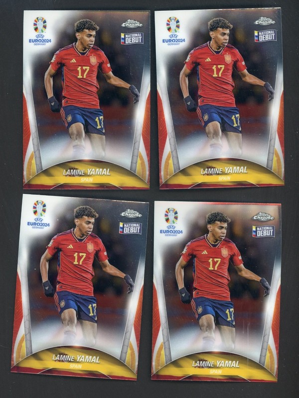 2023 2024 Topps Chrome Euro UEFA Lamine Yamal National Debut RC Rookie Lot Of 4