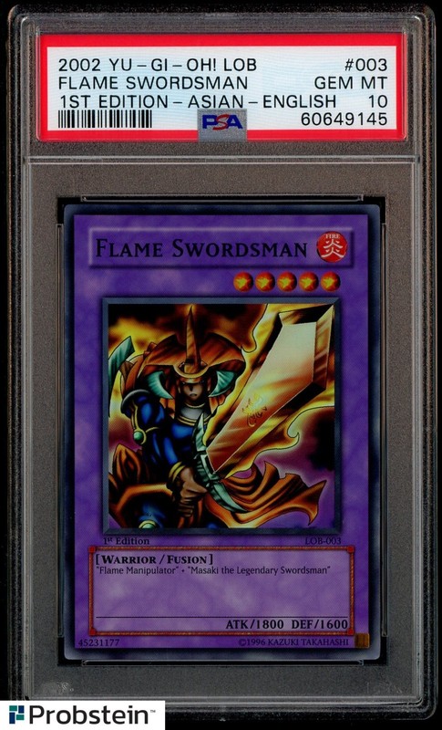 2002 YU-GI-OH! LOB #003 FLAME SWORDSMAN 1ST EDITION ASIAN ENGLISH PSA 10 GEM