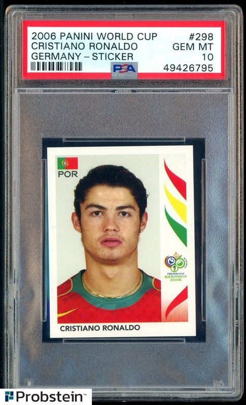 2006 Panini World Cup Germany Soccer Sticker #298 Cristiano Ronaldo PSA 10