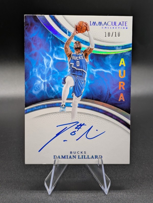 2024 Panini Immaculate Damian Lillard On-Card Auto AURA SIGNATURES /10 Bookend view 2