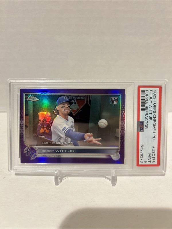 2022 Topps Chrome Update Purple Refractor Bobby Witt Jr. RC Rookie #USC176 PSA 9
