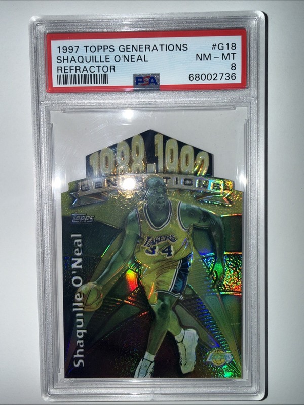 1997 Topps Generations Shaquille O’Neal #G18 Refractor PSA 8