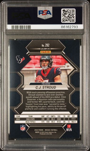 CJ Stroud Rated ROOKIE Card 2023 Panini Mosaic 292 PSA 10 Gem Mint C. J. C J NFL view 2