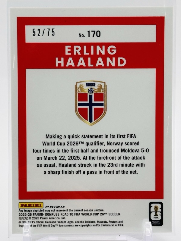 2025-26 Donruss FIFA W Cup OPTIC CHROME Blue Prizm 52/75  #170 Erling Haaland view 2