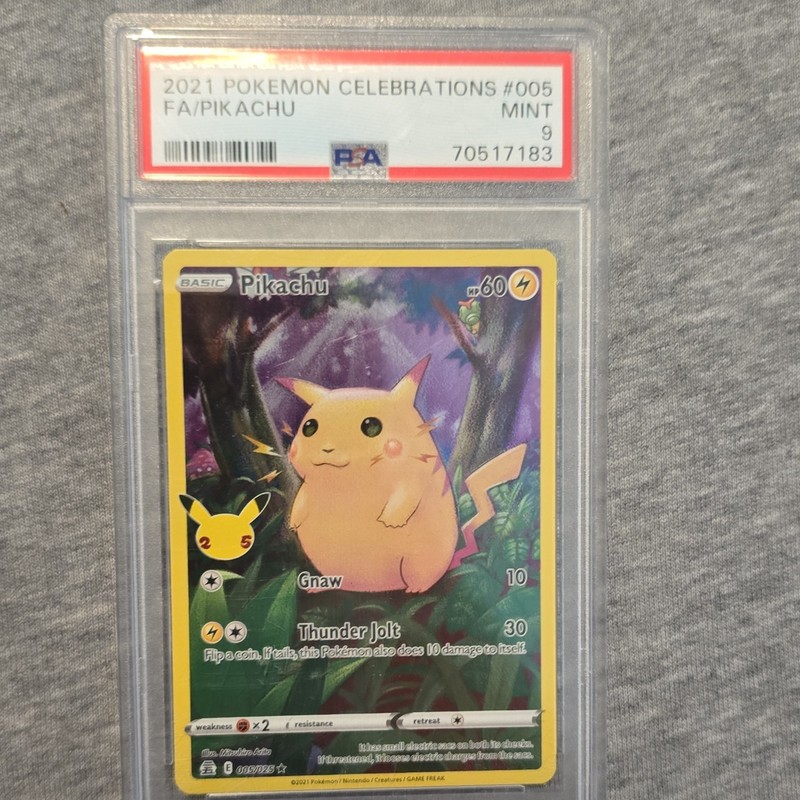Pokémon TCG Pikachu 005/025 Celebrations Full Art Holo Rare PSA 9 2021