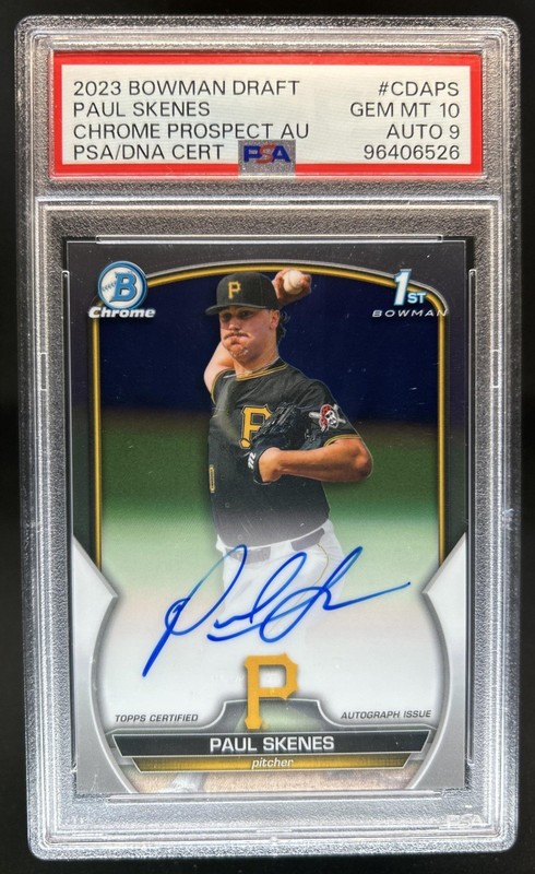 2023 Bowman Draft Paul Skenes Chrome Auto 1st Prospect #CDA-PS Pirates PSA 10