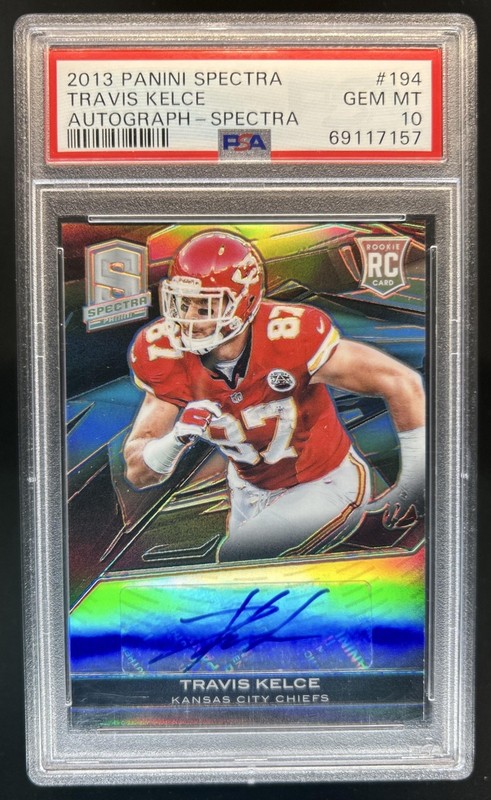 2013 Panini Spectra Travis Kelce RC Rookie Auto #/99 Chiefs PSA 10 GEM MINT