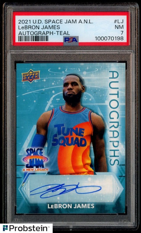 2021-22 UD Space Jam A.N.L Teal LeBron James AUTO PSA 7 " LOOKS NICER "