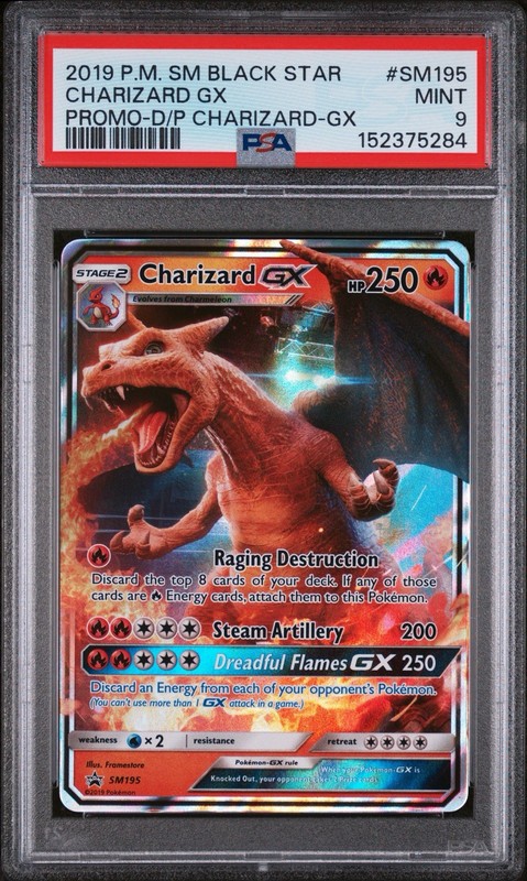 2019 POKEMON SUN MOON BLACK STAR PROMO #SM195 CHARIZARD GX PSA 9