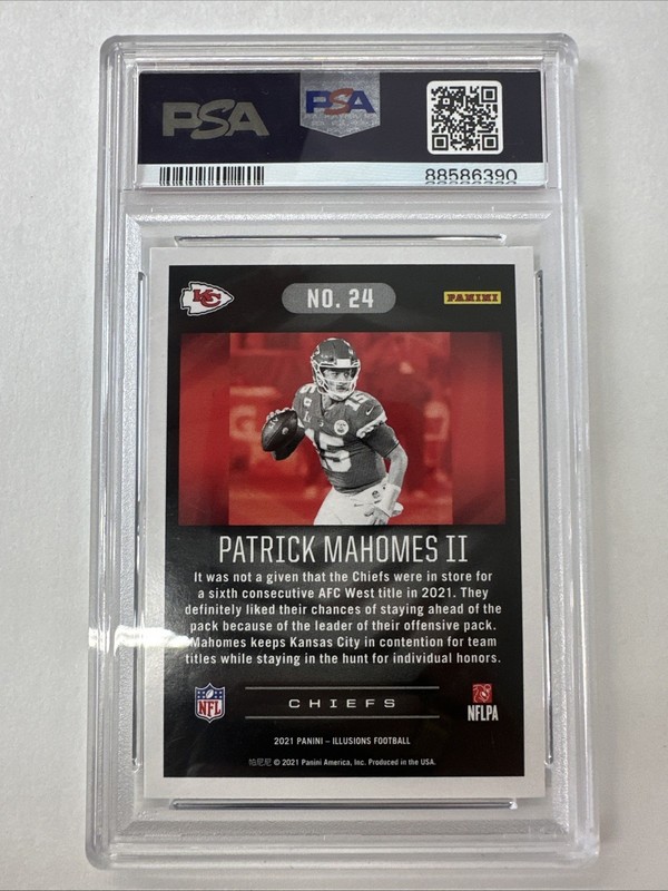 2021 Illusions Trophy Collection Emerald Patrick Mahomes #24 KC Chiefs PSA 9 view 2