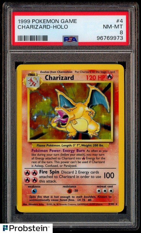1999 Pokemon Game #4 Charizard Holo PSA 8 NM-MT