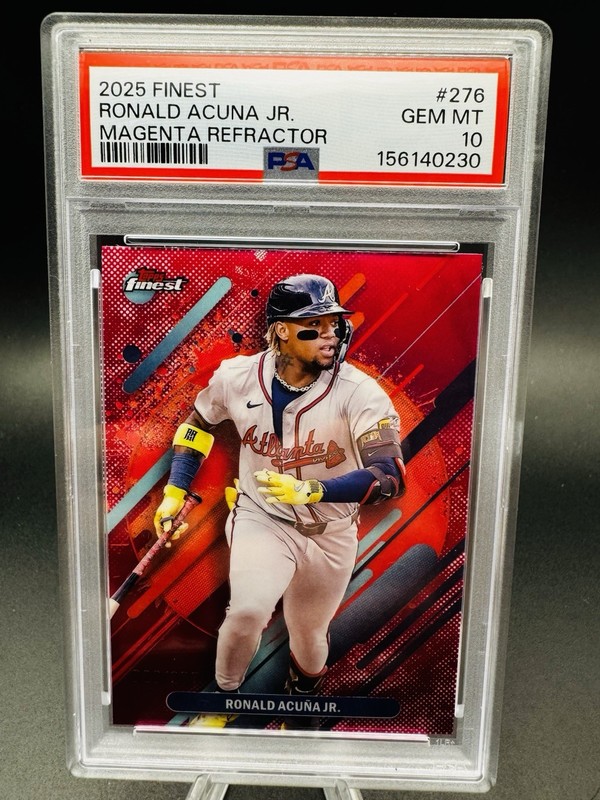 2025 TOPPS FINEST MAGENTA REFRACTOR #276 RONALD ACUNA JR. #20/200 PSA 10 Braves