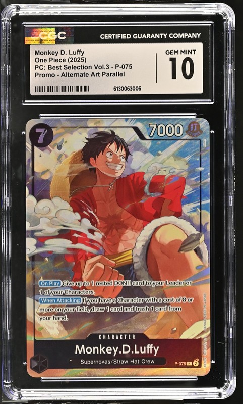 2025 One Piece PC Best Selection Vol.3 Promo Alt Monkey D. Luffy P-075 CGC 10