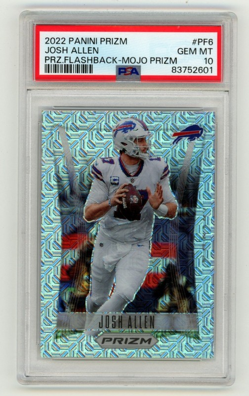 Josh Allen 2022 Panini Prizm #PF6 Flashback Mojo Silver Prizm #15/25 PSA 10