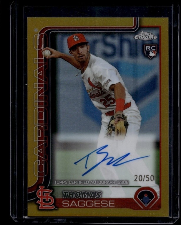 2025 Topps Chrome Baseball Thomas Saggese #RA-TSA Rookie Auto Gold Refractor /50