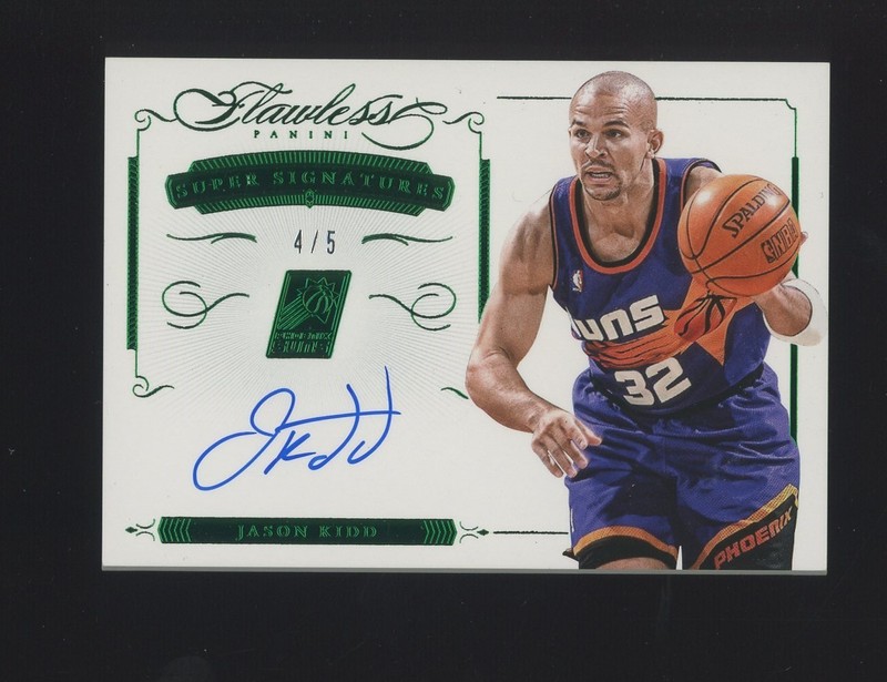 2014-15 Flawless Super Signatures Emerald Jason Kidd HOF ON CARD AUTO 4/5