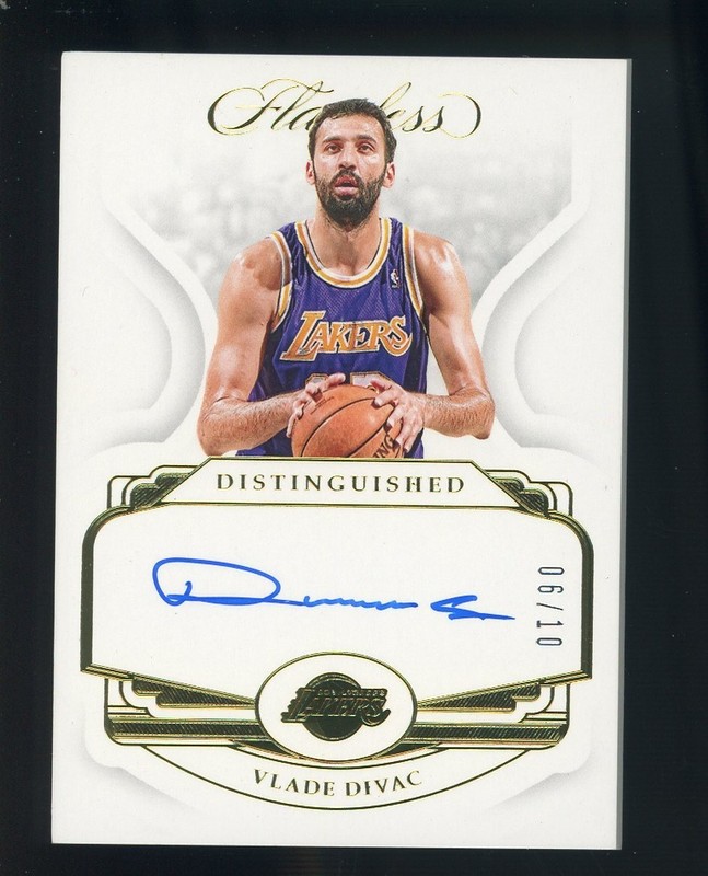 2018-19 Flawless Distinguished Gold Vlade Divac Lakers ON CARD AUTO 6/10