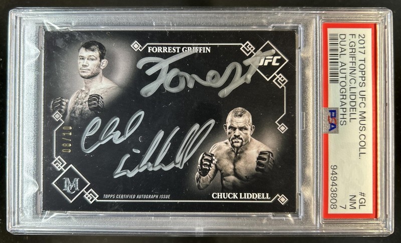 2017 Topps Museum UFC Forrest Griffin Chuck Liddell Dual Auto #/10 PSA 7