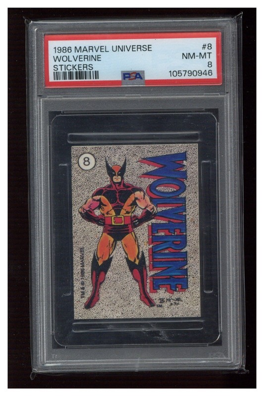 Wolverine 1986 Marvel Universe PSA 9 Mint Graded Sticker Card #8 PSA 8