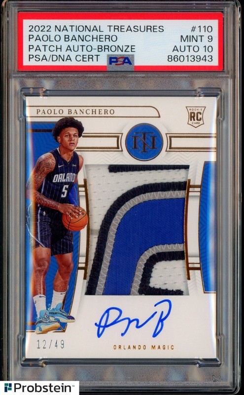 2022 National Treasures Bronze Paolo Banchero RC Patch /49 PSA 9 PSA/DNA 10 AUTO