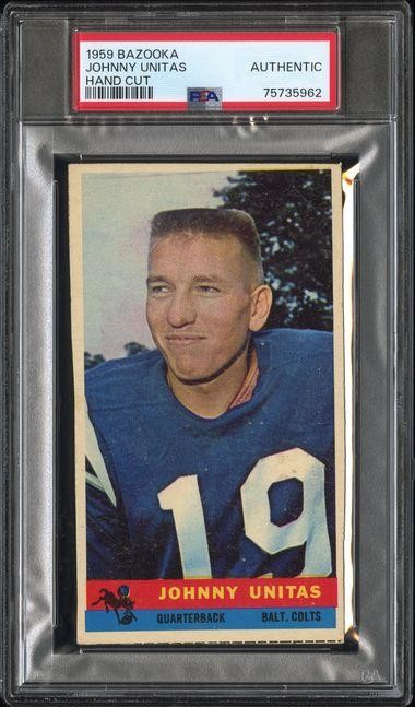 1959 Bazooka Football JOHNNY UNITAS Hand Cut Baltimore Colts PSA Authentic
