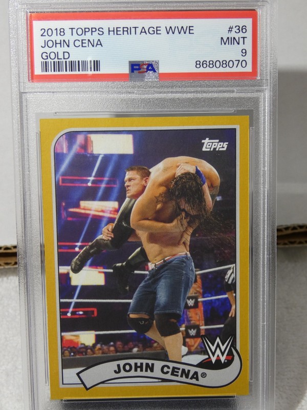 John Cena 2018 Topps Heritage WWE #36 GOLD #'d 4/10 RARE PSA 9 MINT