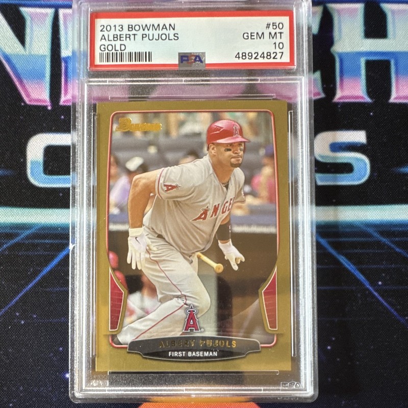 Bowman 2013 Gold Albert Pujols #50 Los Angeles Angels PSA 10 Graded view 2