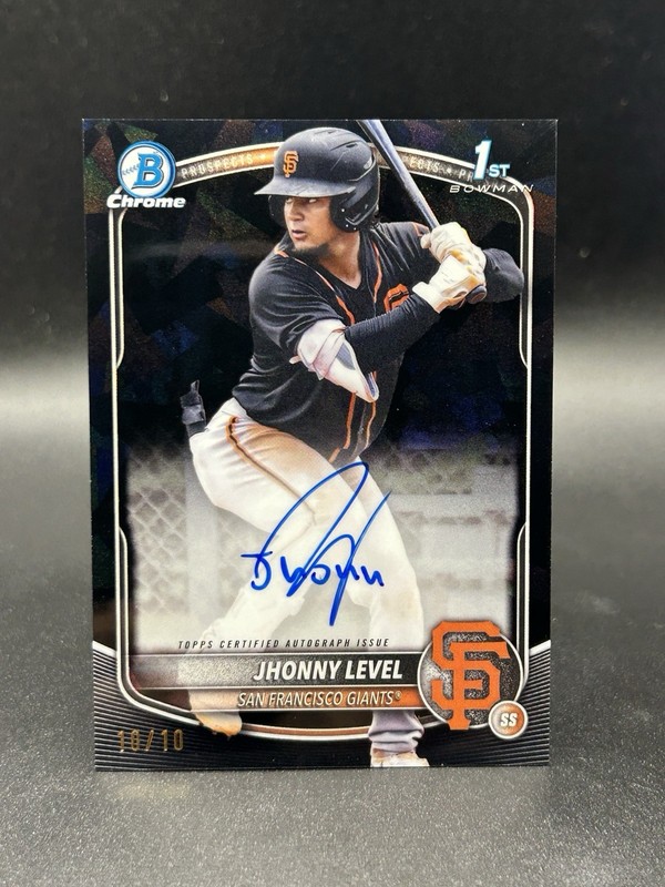 2025 Bowman Chrome Sapphire Jhonny Level 1st Black Refractor Auto 10/10 CPS-JL