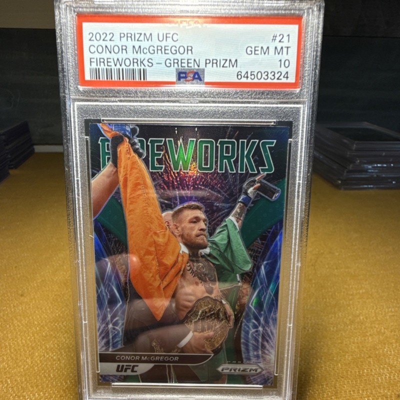 Panini 2022 Prizm UFC Fireworks Green Prizm Conor McGregor #21 PSA 10 - POP 2