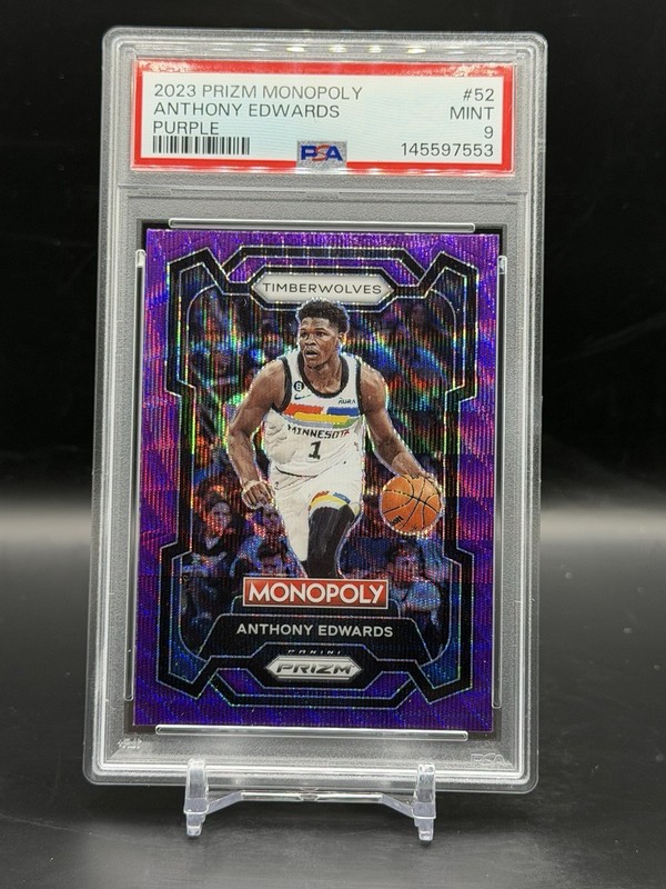 2023 Prizm Monopoly #52 Anthony Edwards Purple PSA 9