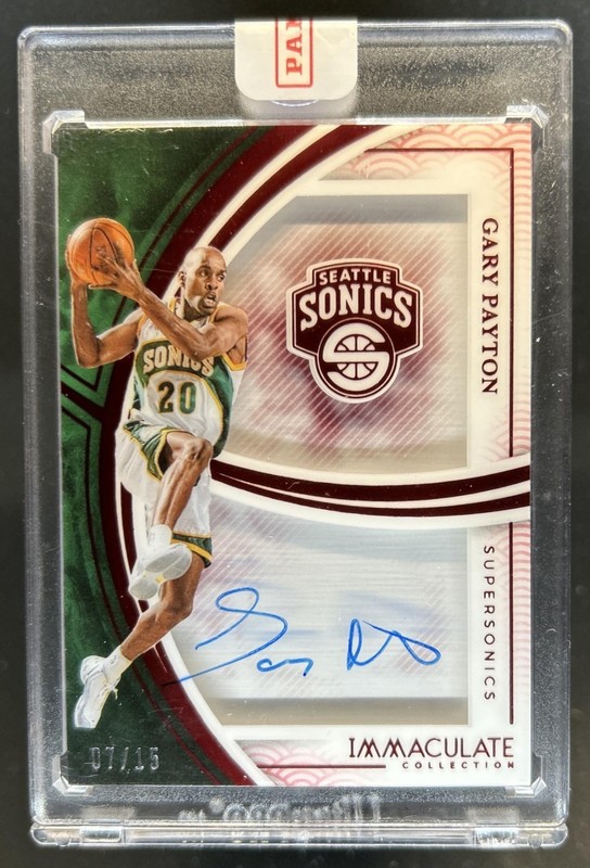 2024-25 Immaculate Gary Payton Shadowbox Signatures International Red Auto #/15